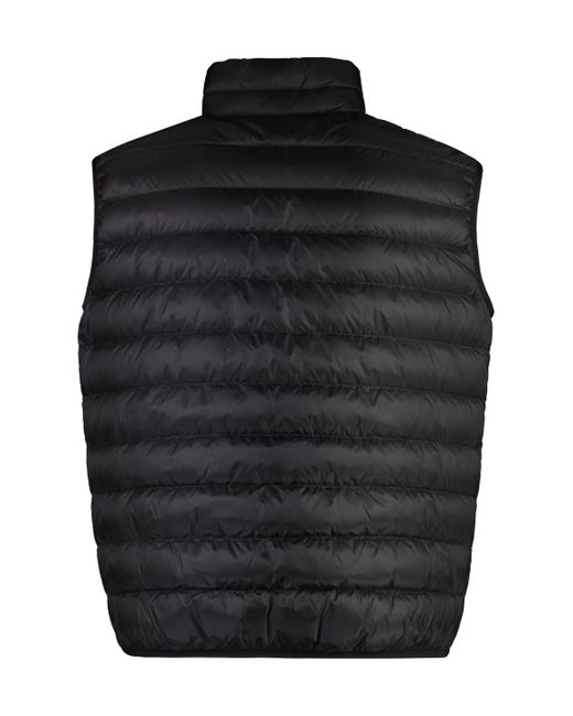 Palm Angels Black Full Zip Down Vest for men