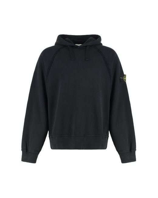 Stone Island Black Cotton Hoodie