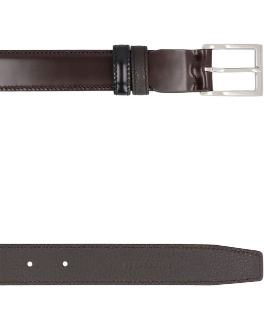 Hogan Black Reversible Leather Belt for men
