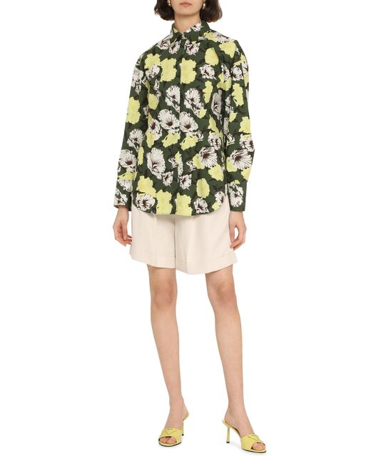 MSGM Green Regular Floral Shirt