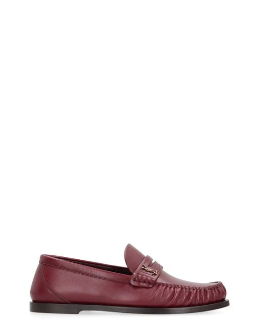 Saint Laurent Purple Laurent Leather Loafers