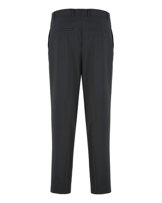 Boss Blue Wool Blend Trousers for men