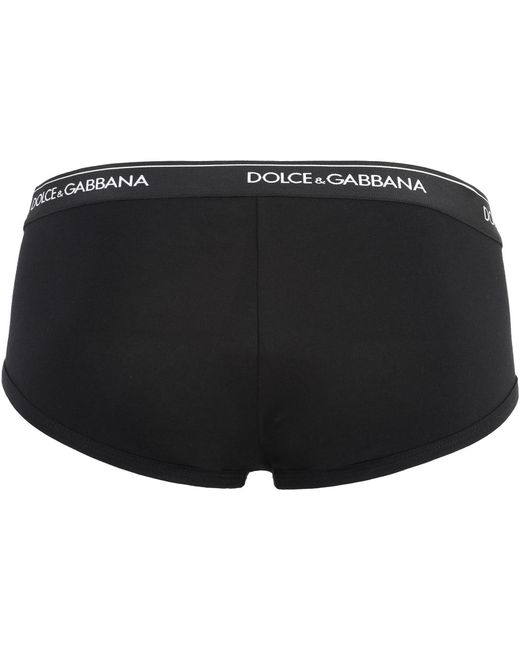 Dolce & Gabbana Black Set Of Two Cotton Briefs With Logoed Elastic Band for men