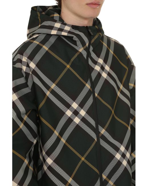 Burberry Green Technical Fabric Hooded Jacket for men