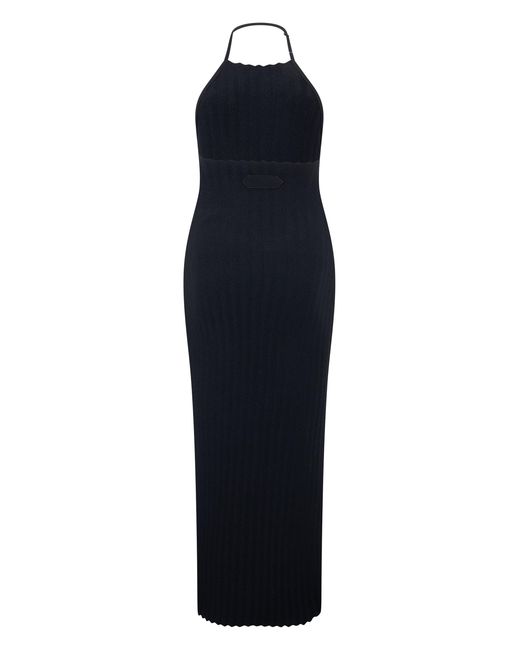 Jacquemus Blue Elegant Long Dress With Heart Neckline