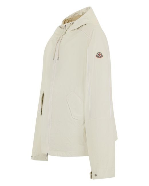Moncler White Minimalist Waterproof Jacket With Hood for men