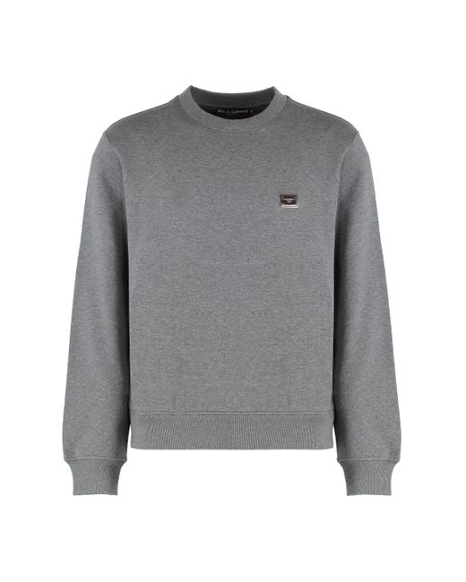 Felpa girocollo in cotone di Dolce & Gabbana in Gray da Uomo