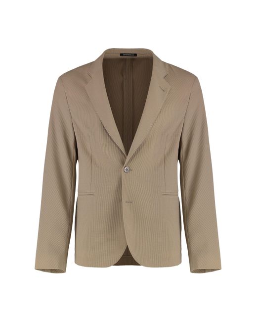 Giacca monopetto a due bottoni di Emporio Armani in Natural da Uomo