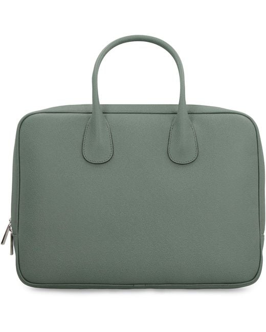 Valextra Green My Logo Leather Briefcase for men