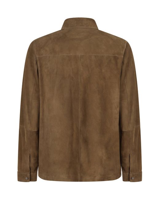 Overshirt in pelle di Herno in Brown da Uomo