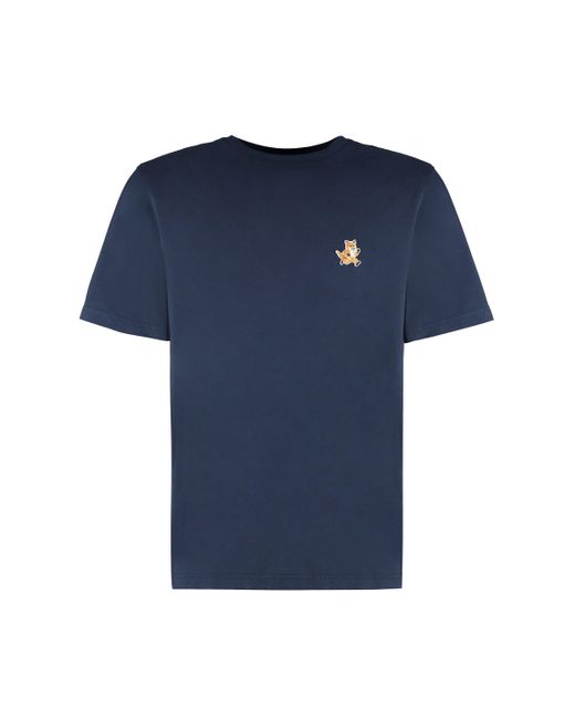 Maison Kitsuné Blue Printed Cotton T-Shirt for men