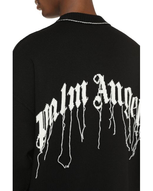 Palm Angels Black Virgin Wool Crew-neck Pullover for men