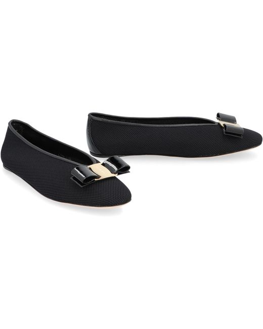 Ferragamo Black Vara Ballet Flats