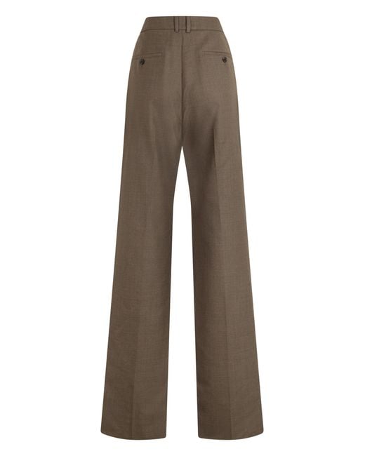 Saint Laurent Brown Pleated High-Waist Wool Trousers