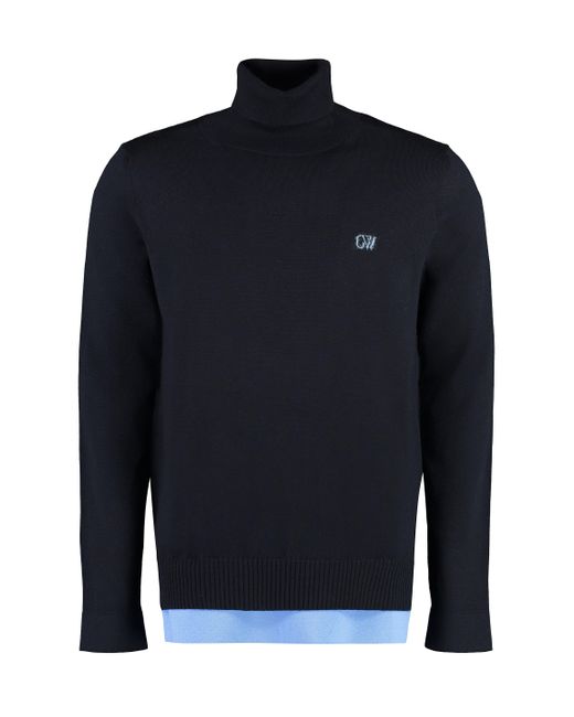 Off-White c/o Virgil Abloh Blue Off- Wool Turtleneck Sweater for men