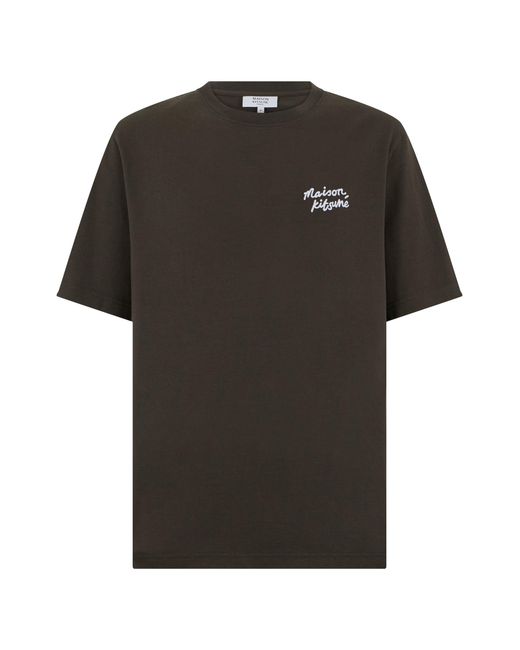 Maison Kitsuné Black Cotton T-Shirt With Logo for men
