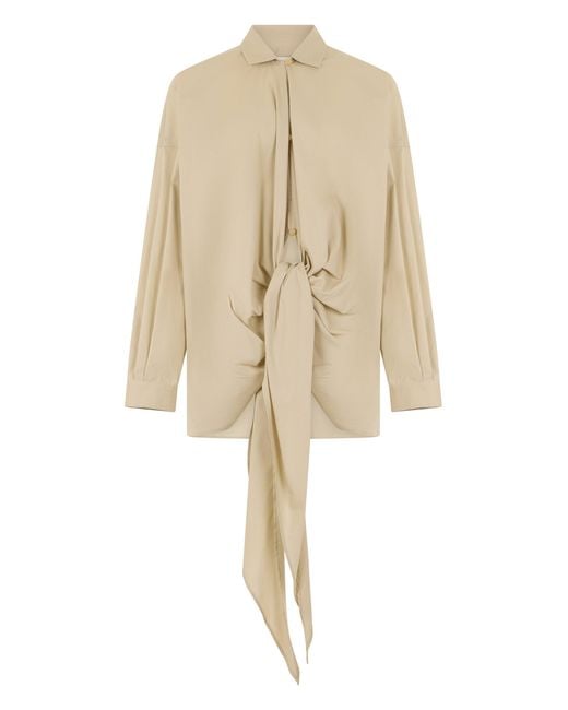DARKPARK Natural Romy Tie-Fastening Draped Shirt