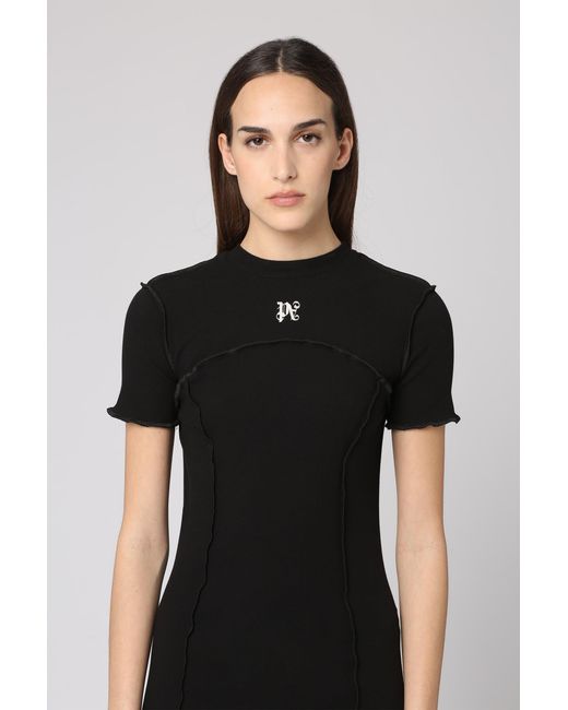 Palm Angels Black Jersey Mini Dress