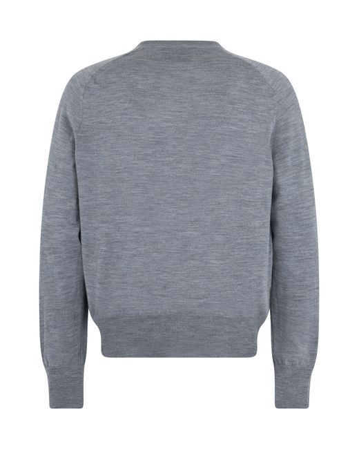 AMI Gray Wool Crew Neck Sweater for men