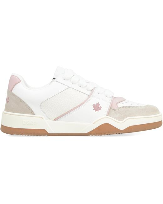 DSquared² White Spiker Leather Low-top Sneakers
