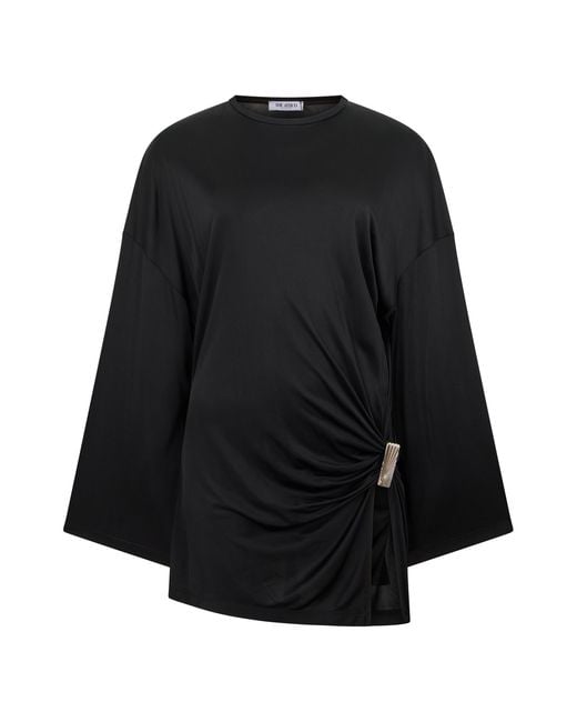 The Attico Black Mini Dress With Wide Sleeves