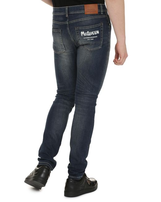 Alexander McQueen Blue Stretch Cotton Jeans for men