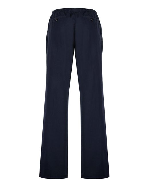 Palm Angels Blue Cotton Trousers for men