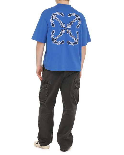 Off-White c/o Virgil Abloh Blue Off- Logo Cotton T-Shirt for men