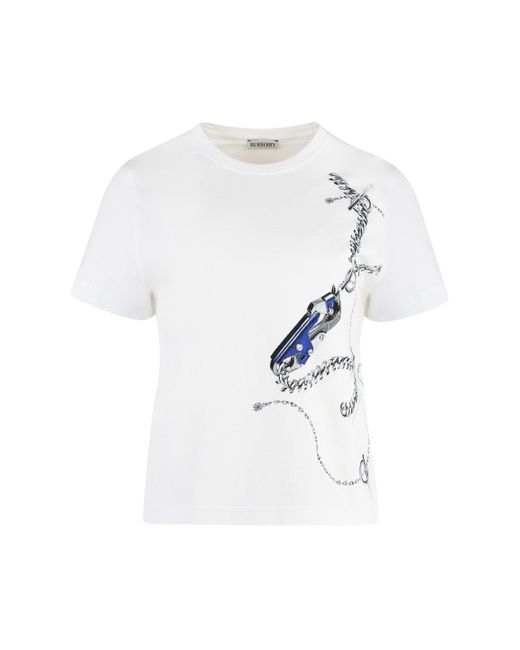 T-shirt girocollo in cotone di Burberry in White