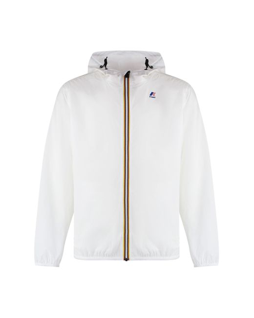 K-Way White Hooded Nylon Packable Jacket for men