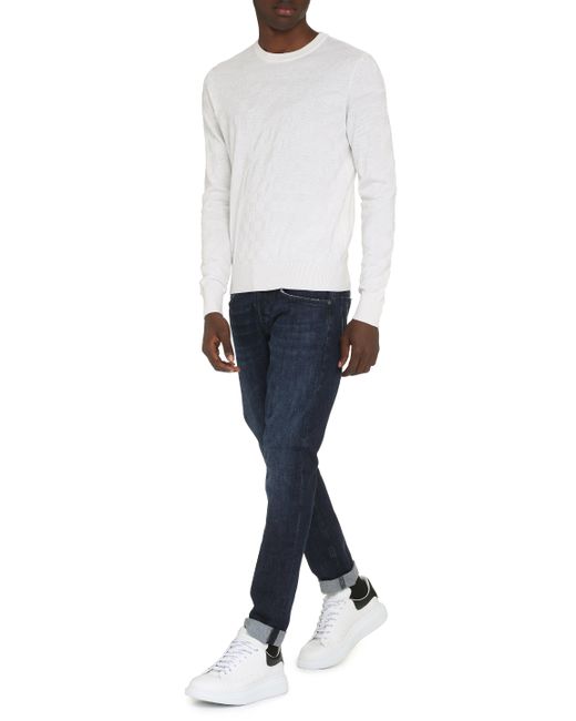 Dolce & Gabbana White Long Sleeve Crew-neck Sweater for men