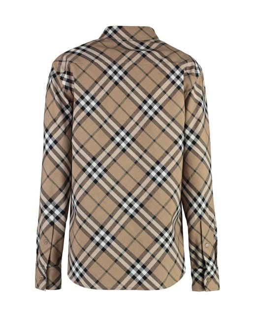 Burberry Gray Checkered Design Cotton Shirt For