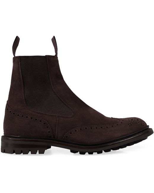 Chelsea boots Henry in pelle scamosciata di Tricker's in Black da Uomo