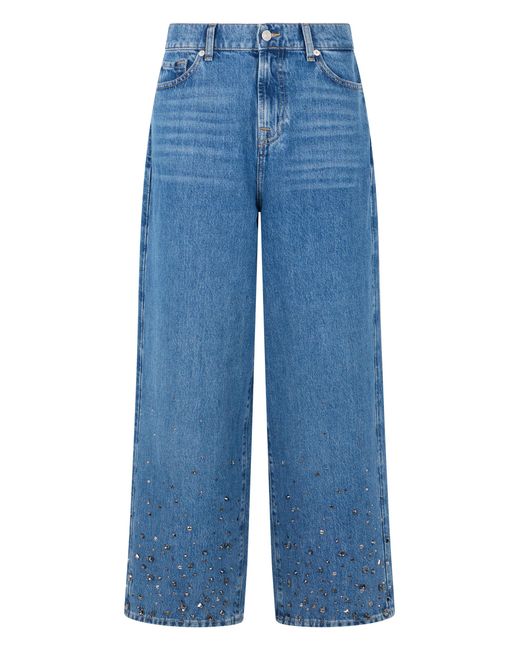 7 For All Mankind Blue Jeans Tailorless Slouchy Fit Decorated With Strass