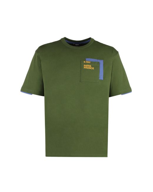 K-Way Green Fantome Cotton Crew-neck T-shirt for men