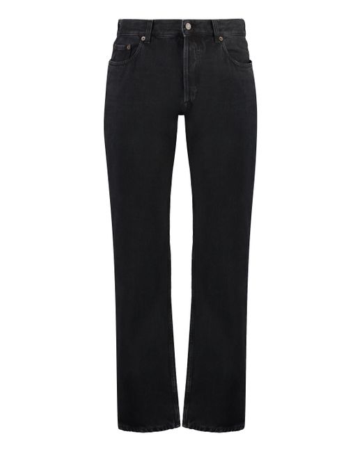 Saint Laurent Black Button Detailed Straight Leg Jeans for men