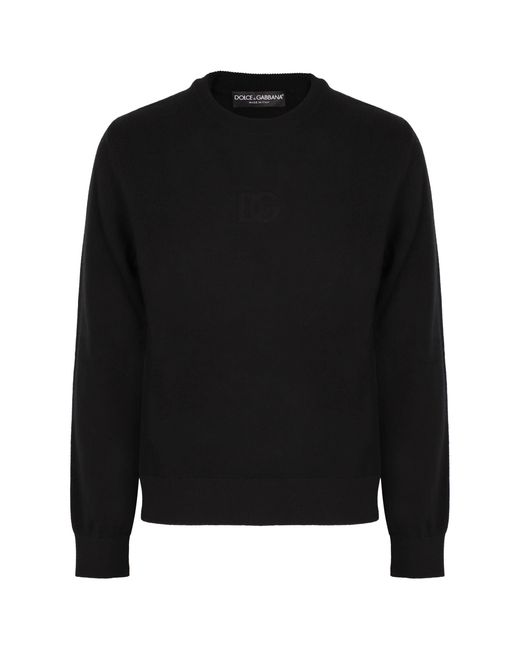 Dolce & Gabbana Black Virgin Wool Sweater With Ribbed Knit Edges for men