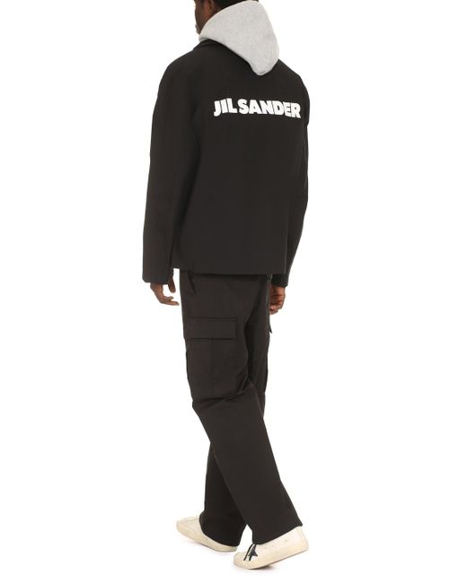 Overshirt in cotone di Jil Sander in Black da Uomo