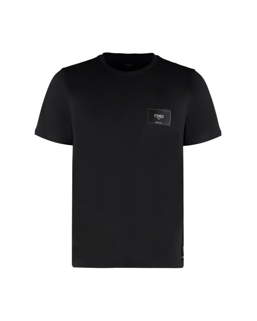 Fendi Black Logo Patch T-Shirt for men