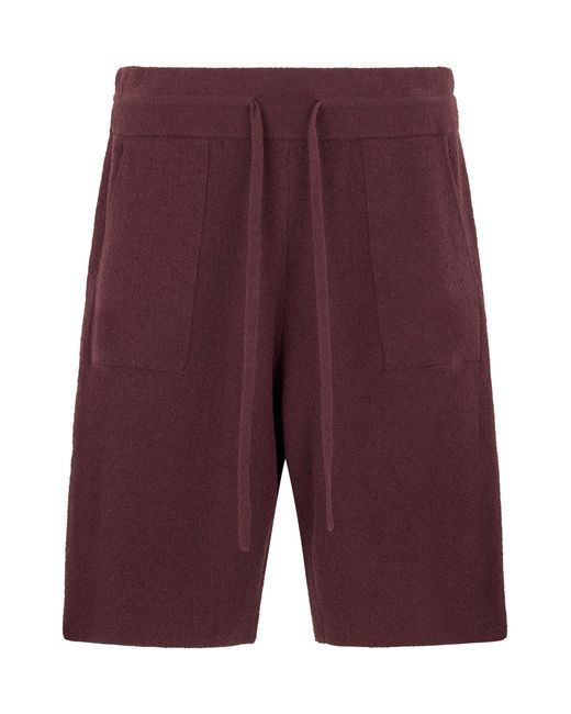 Roberto Collina Purple Sponge Bermuda With Drawstring for men