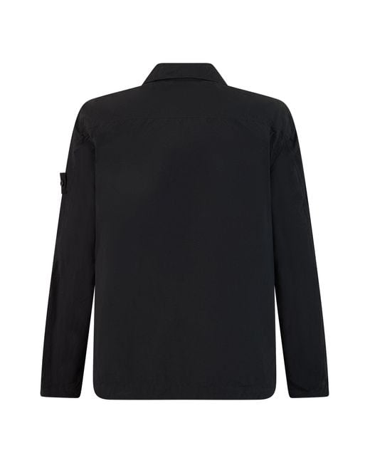 Stone Island Black Overshirt With Buttons for men
