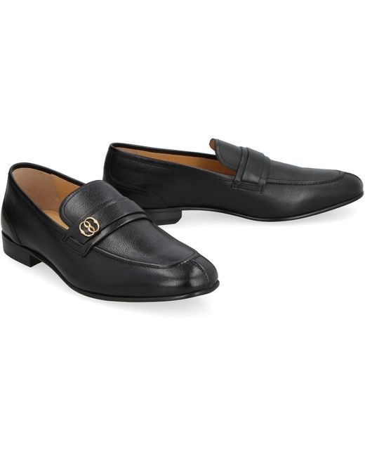 Bally Black Grainy Leather Loafers for men