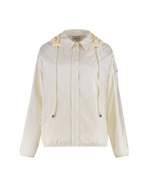 Moncler White Padded Jacket With Logo Patch