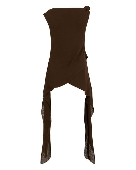 Ganni Black Asymmetric Top With Ruffle