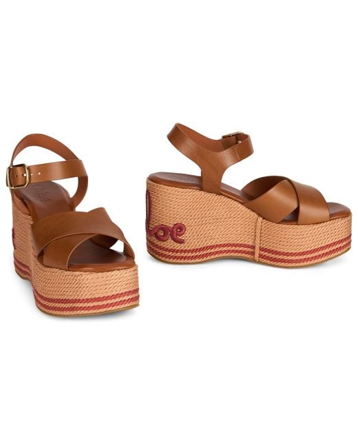 Chloé Brown Wedge Sandal