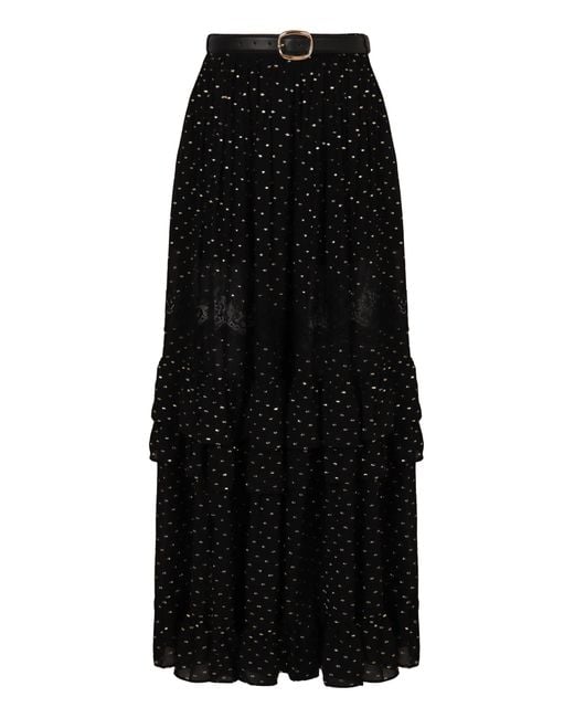 Self-Portrait Black Maxi Chiffon Skirt