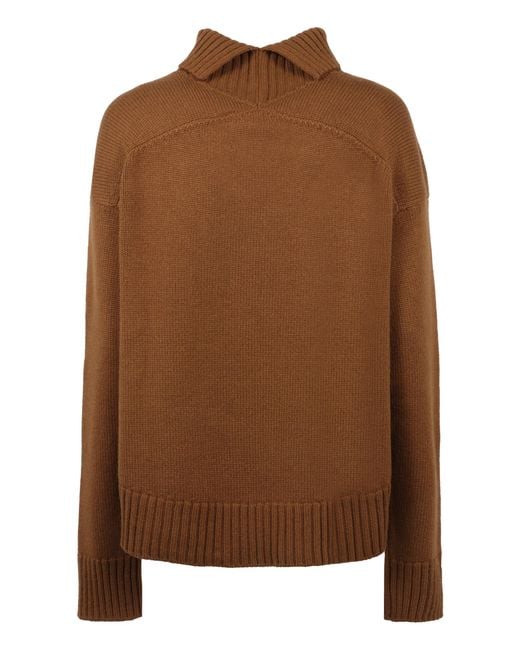 Jil Sander Brown High-Neck Long-Sleeved Jumper