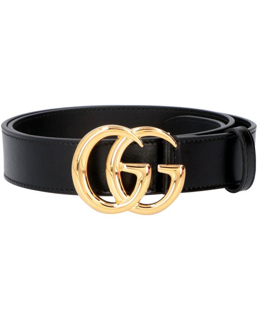 Gucci GG Buckle Leather Belt in Black for Men | Lyst