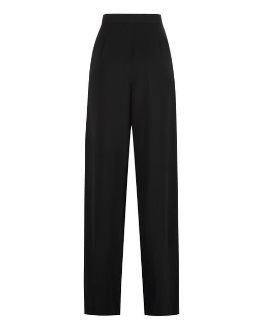 Max Mara Black Linen Creased Pleated Trousers For (Fall/Winter 2025)