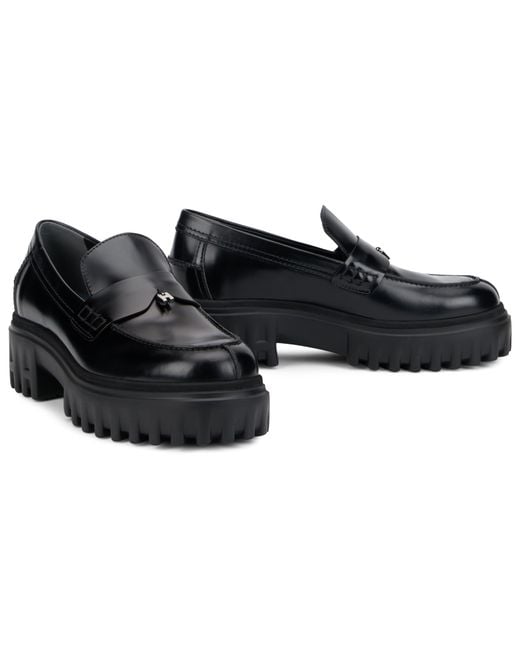 Hogan Black Leather Slip-On